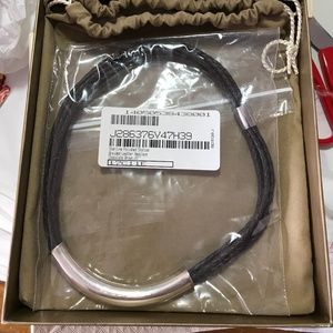 JCM QVC Braided Leather SS Station Necklace